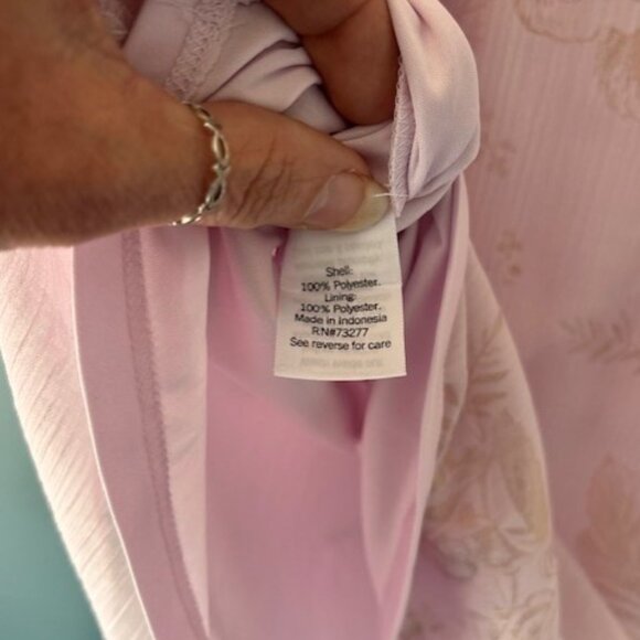 LC Lauren Conrad Blouse 1X Long Sleeve Pink Ruffle Romantic Feminine Cottagecore - Picture 5 of 7